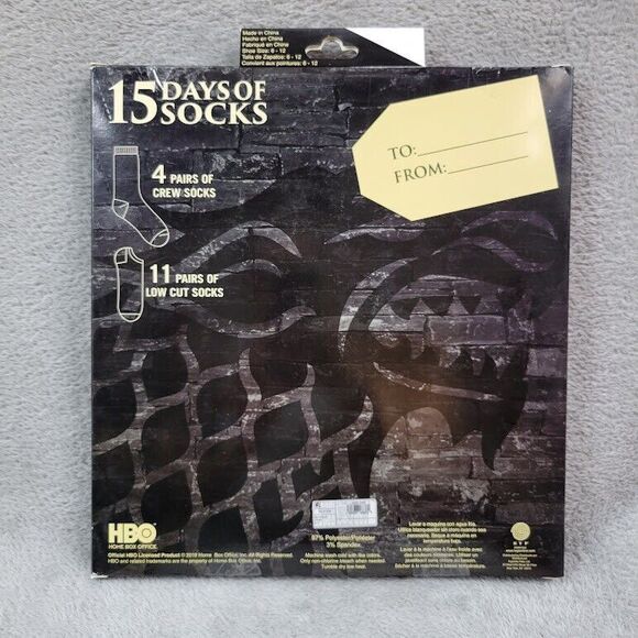Game Of Thrones 15 Days Of Socks Sizes 6-12 House Stark Lannister Targaryen‎ VTG - Picture 2 of 3